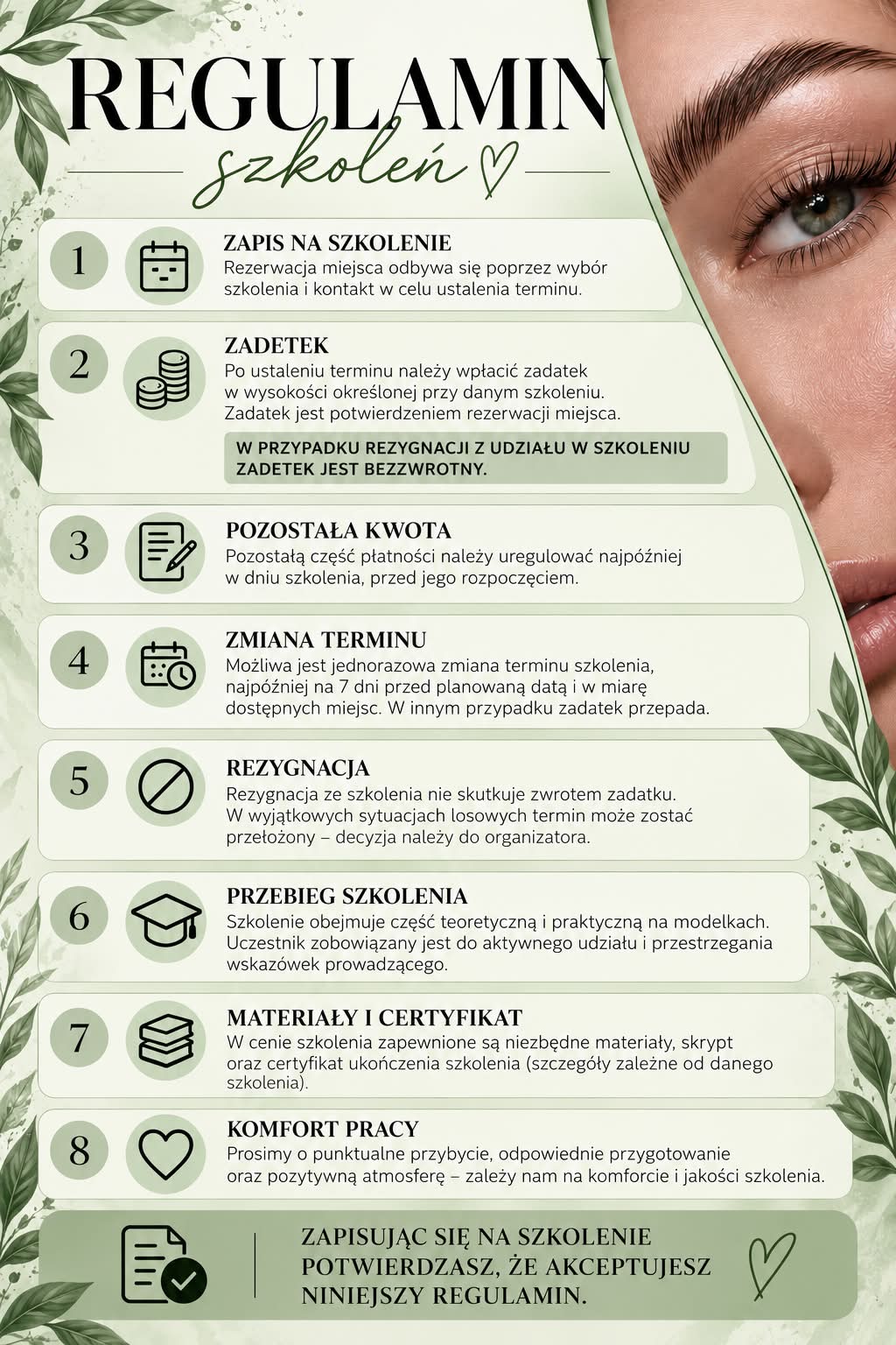 Oryginalna grafika regulaminu szkoleń